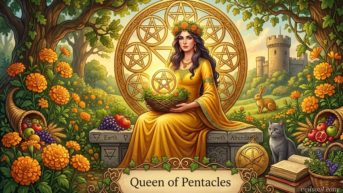 Queen of Pentacles Tarot Card Meaning: Nurturing Abundance, Practical Wisdom, and Earthly Care